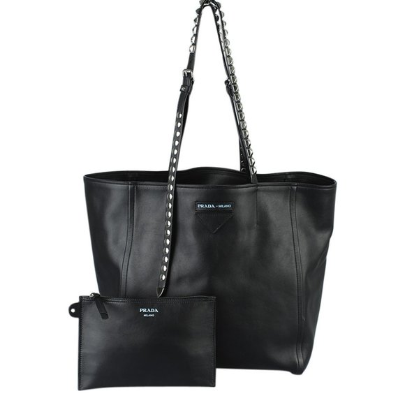 Prada Handbags - Prada 1BG208 Concept Etiquette Grace Black Leather Tote (208051)